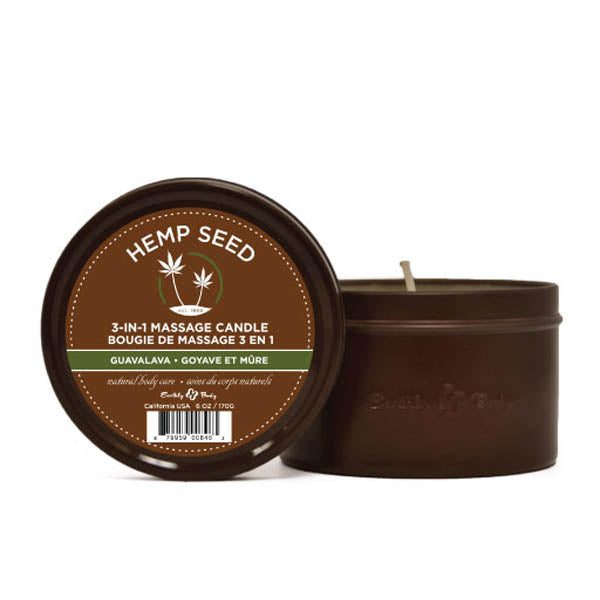 Hemp Seed 3-in-1 Wellness Massage Candle - Guavalava Scent (Guava & Blackberry) - 170g - Eco-Friendly Relaxation