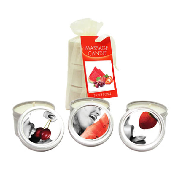 Edible Massage Candle Set - Cherry, Strawberry & Melon Flavours - 3 Pack (Perfect for Couples)