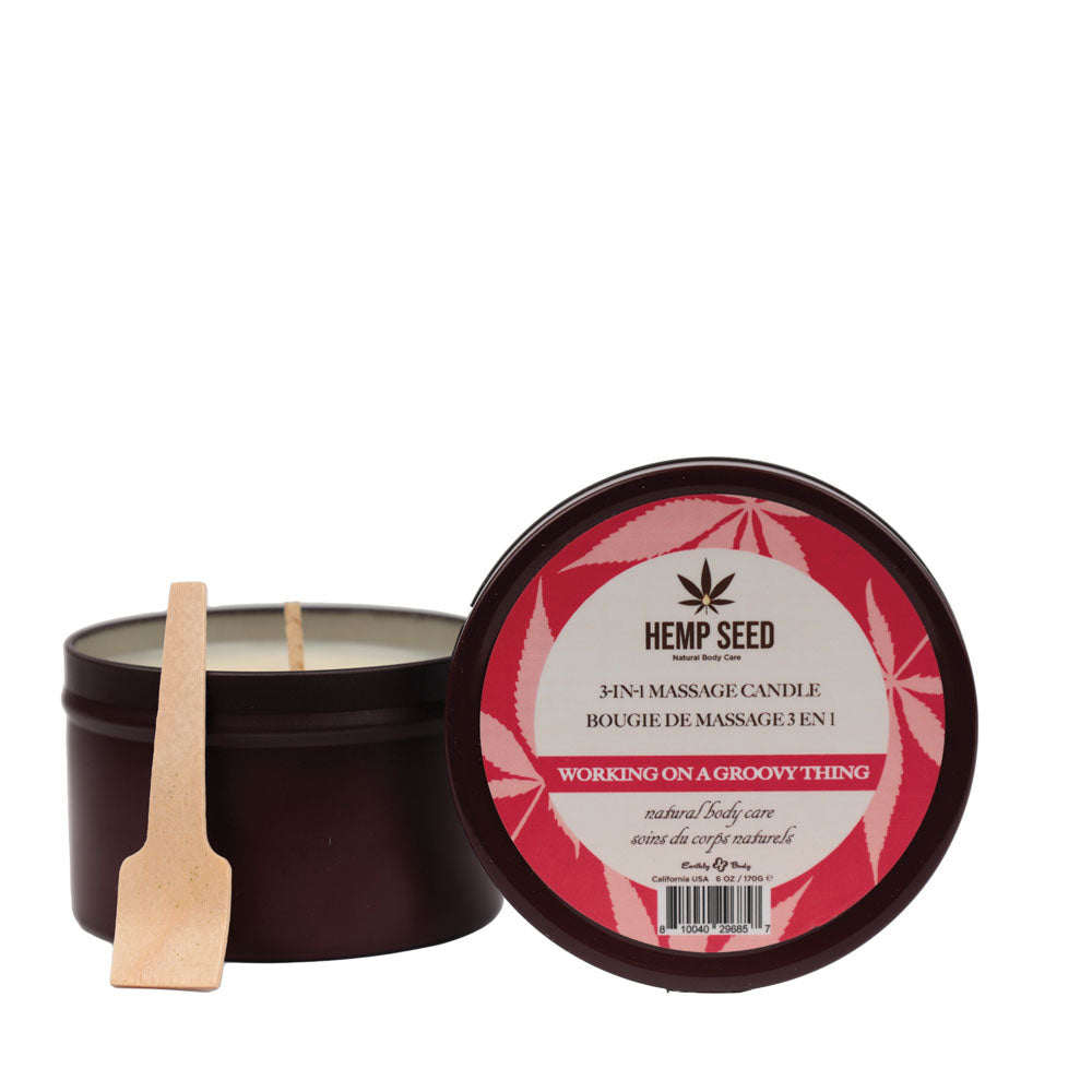 Hemp Seed 3-In-1 Massage Candle - Groovy Vibes (Wild Berries, Night Blooming Jasmine, Warm Amber) - 170 g