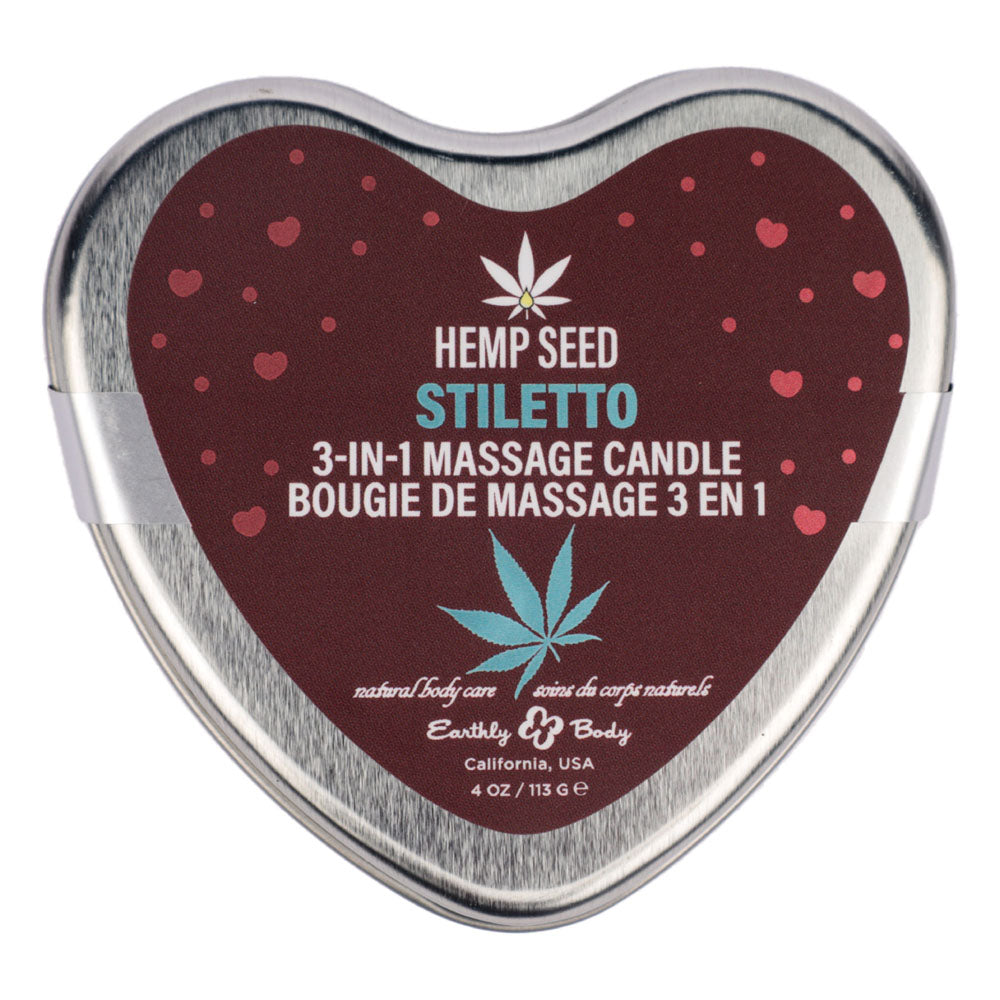 EB Hemp Seed 3-in-1 Massage Heart Candle - Stiletto Scent (Flowering Sage, Wildflower Honey, Creamy Sandalwood) - 113 g