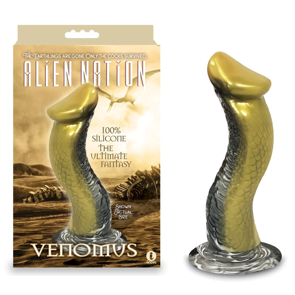 Alien Nation - Venomus - Gold 22.9 cm Body-Safe Fantasy Dong for All Genders (Flexible, Realistic Design)