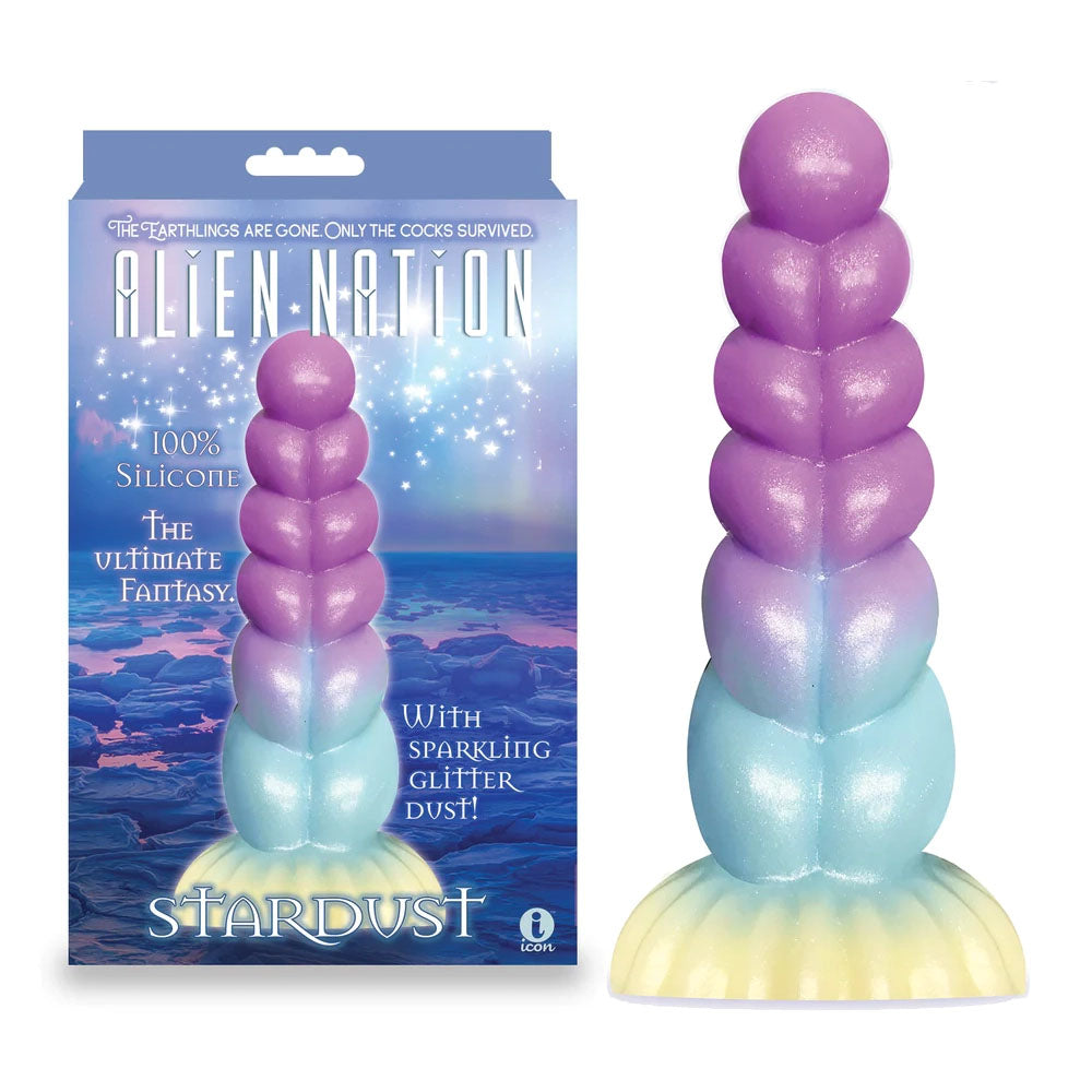 Alien Nation - Stardust Glitter Rainbow Fantasy Dong - Body-Safe Silicone, 21 cm, USB Rechargeable
