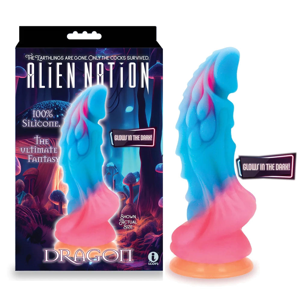 Alien Nation Dongs – Glow in Dark – Rainbow – 22.9 cm