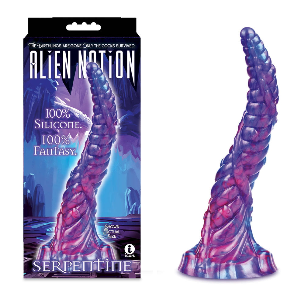 Alien Nation - Serpentine Fantasy Dong - 30 cm Purple Body-Safe Silicone (USB Rechargeable)