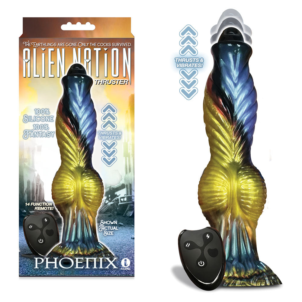 Alien Nation Dong – USB Rechargeable, Thrusting – Gold/Blue & Black – 25.4 cm