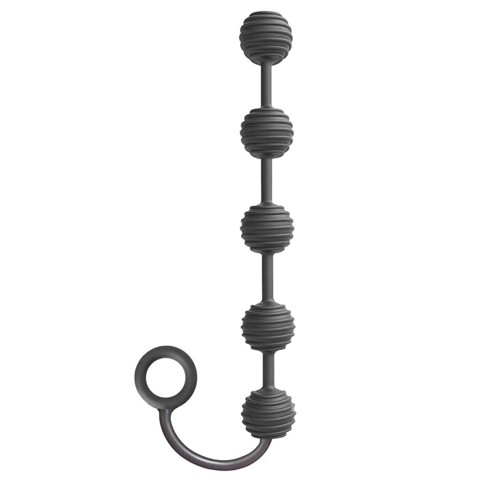 S-Drops Body-Safe Silicone Anal Beads – Black (Flexible, Waterproof, 20 cm)