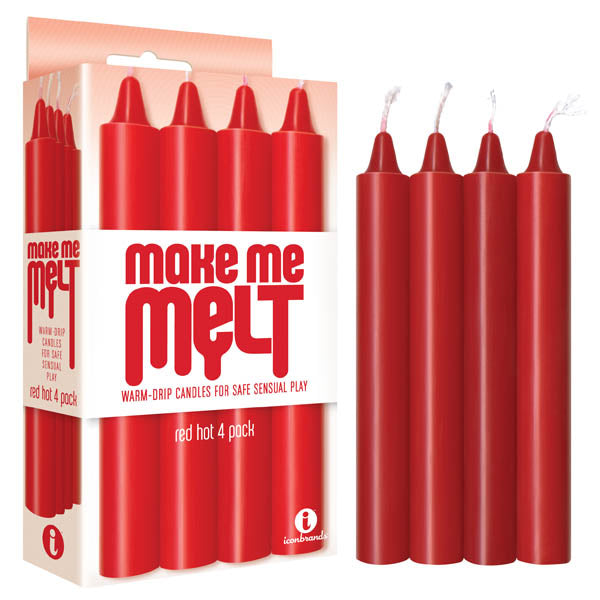 Make Me Melt Drip Candles - Red Hot Drip Candle Set - 4 Pack of Vibrant Drip Candles for Relaxation and Ambiance