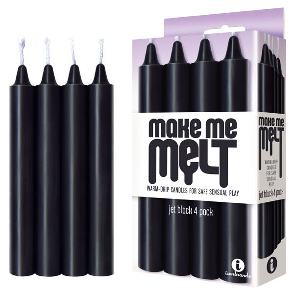 Make Me Melt Drip Candles - Jet Black Drip Candles Set (4 Pack, Premium Quality)