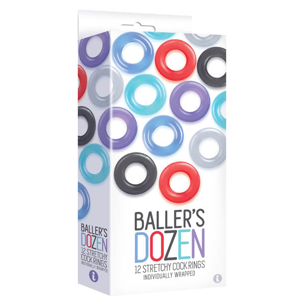 Baller's Dozen - Premium Body-Safe Smooth Cock Rings - 12 Individually Wrapped for Enhanced Pleasure