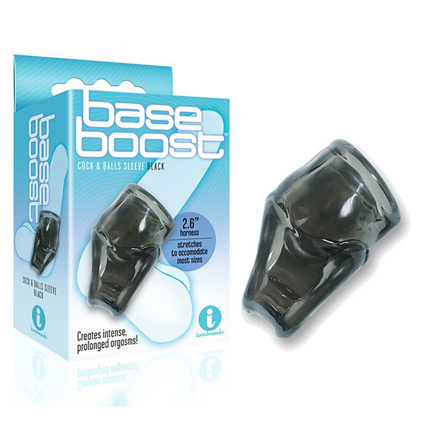 The 9's Base Boost - Black Body-Safe Cock & Ball Sleeve for Enhanced Pleasure (USB Rechargeable, 20 cm)