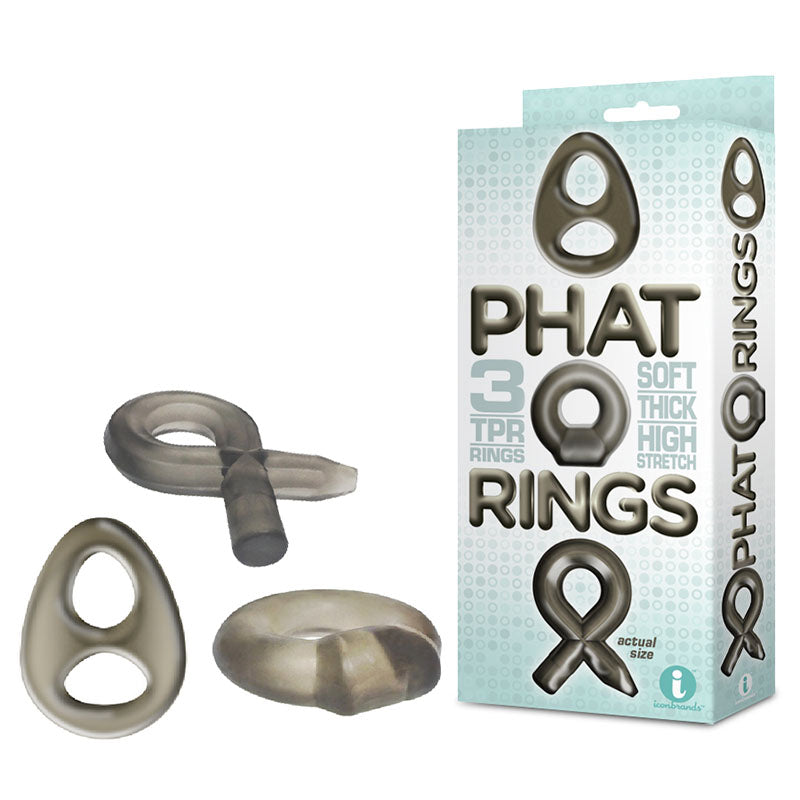 The 9's Phat Rings - Body-Safe Silicone Cock Ring Set - 3 Smoke Rings for Enhanced Pleasure