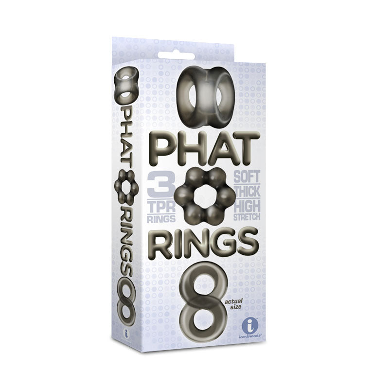 The 9's Phat Rings - Body-Safe Silicone Cock Ring Set - 3 Smoke Rings for Enhanced Pleasure