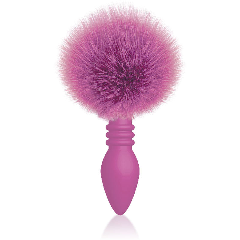 Cottontails Ribbed Pink Butt Plug with Bunny Tail – Body-Safe Silicone, Gender-Neutral Design (USB Rechargeable, 20 cm)