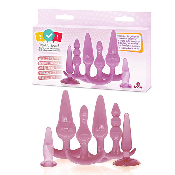 Try-Curious Anal Toys Kit – Body-Safe Silicone – Pink – Set of 6 for Intimate Wellbeing