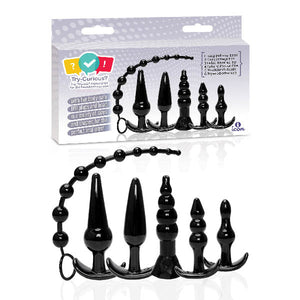 Try-Curious 6-piece anal plug kit in black