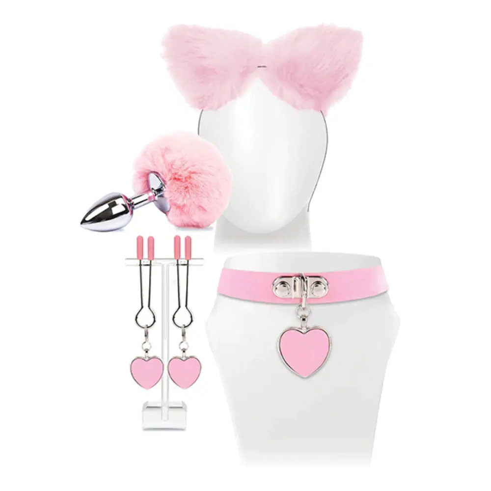 Try-Curious Kitty Cosplay Set - 5-Piece Pink Costume Kit for Playful Adventures