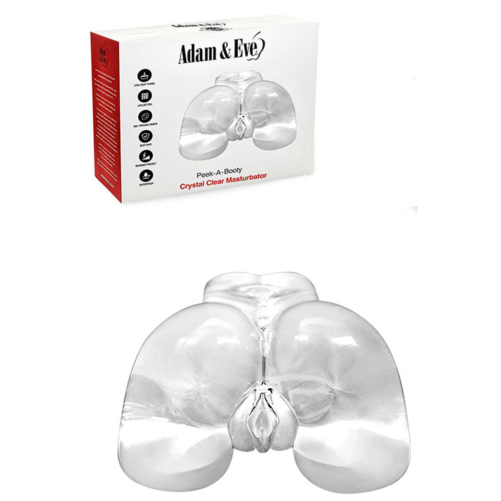 Adam & Eve PEEK A BOOTY - Clear Doggy Style Male Masturbator (Body-Safe, Realistic Design)