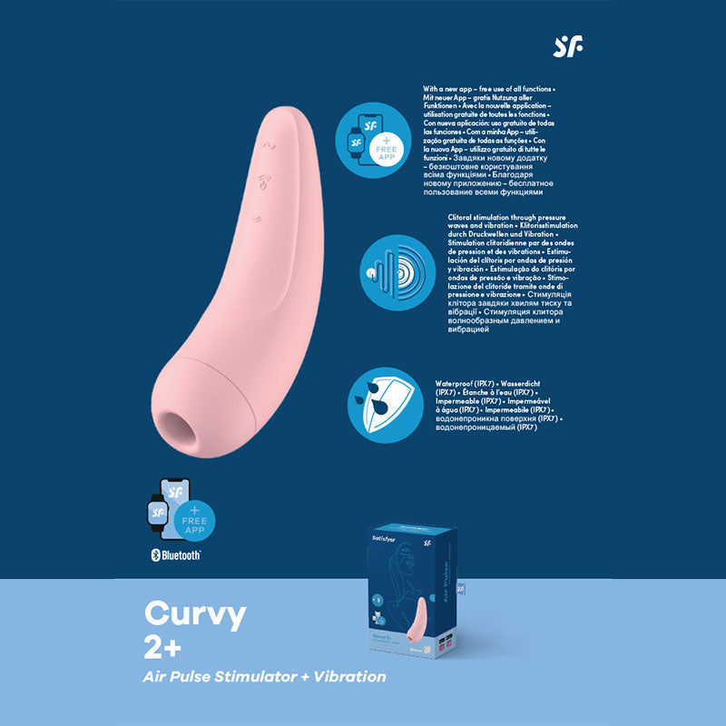 Satisfyer Curvy 2+ - App-Controlled Touch-Free USB Rechargeable Clitoral Stimulator with Multi-Intensity Vibration