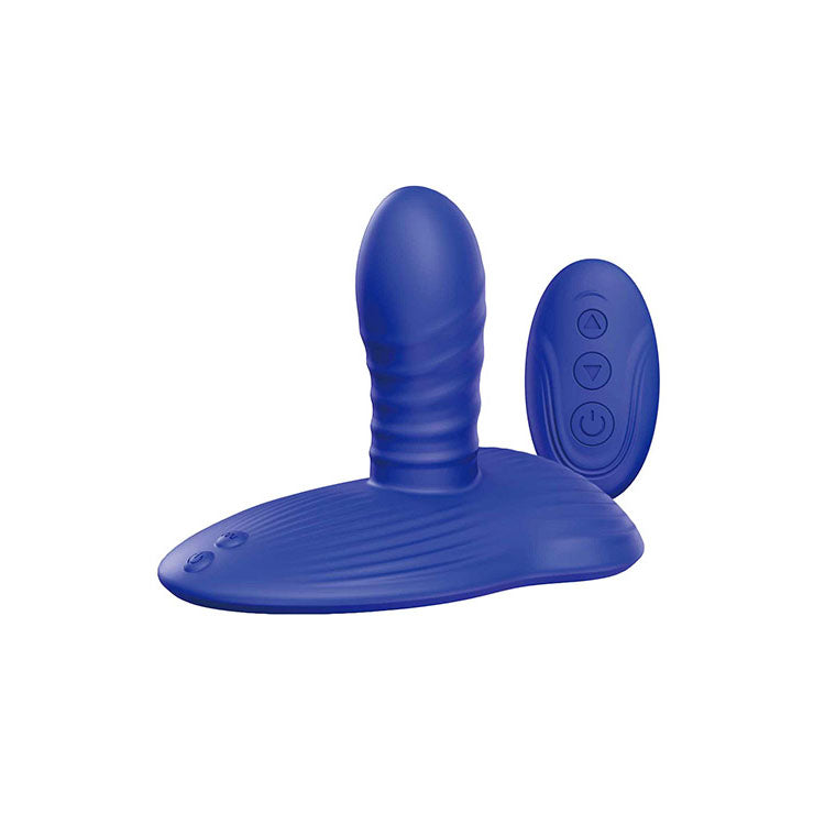 Adam & Eve The Midnight Rider – Blue USB Rechargeable Thrusting Vibrator with Remote Control for Enhanced Pleasure