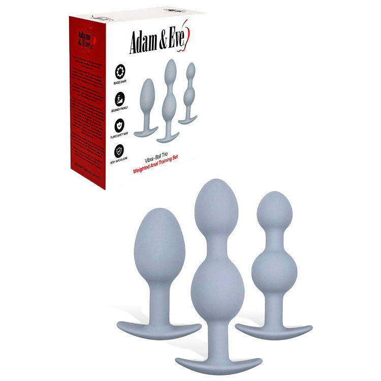 Adam & Eve Anal Toys – Weighted Training Set – Body-Safe Silicone – Grey