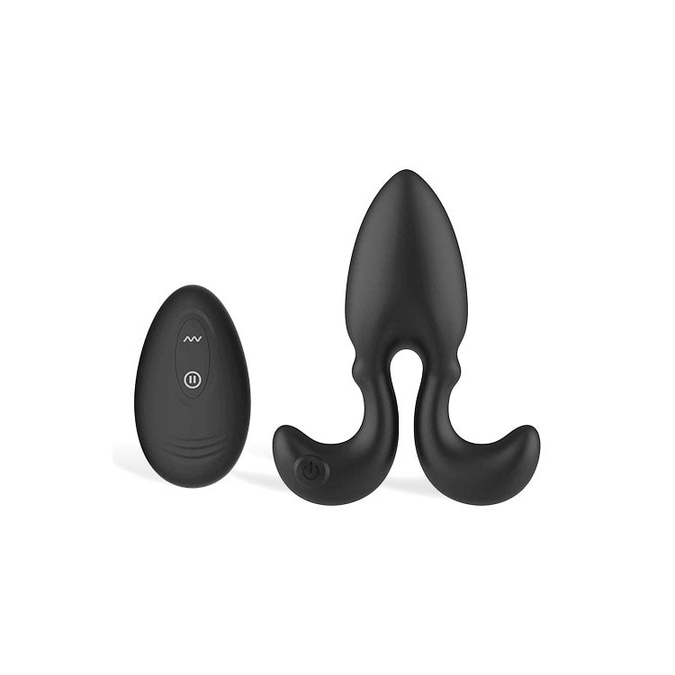 Adam & Eve OMEGA Remote-Controlled Vibrating Butt Plug - Black 10 cm USB Rechargeable Body-Safe Silicone for Enhanced Wellness