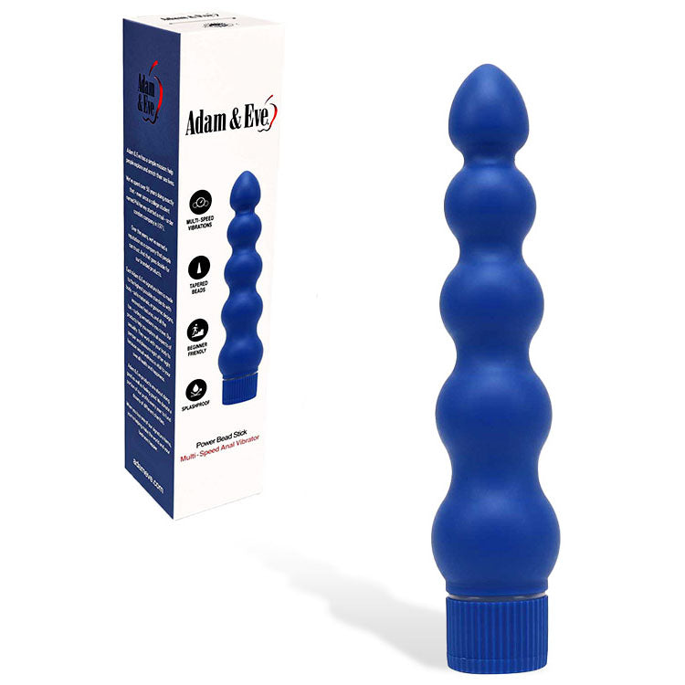 Adam & Eve Body-Safe Power Bead Vibrator - Blue (19 cm, USB Rechargeable)