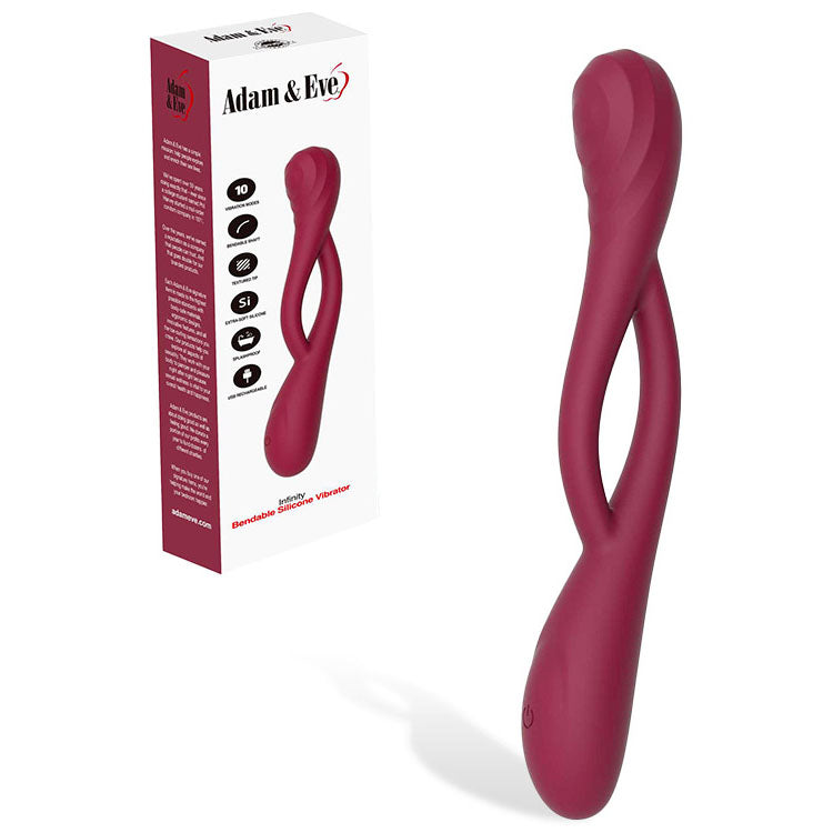 Adam & Eve INFINITY - Bendable USB Rechargeable Vibrator in Vibrant Red (Body-Safe, 20 cm)