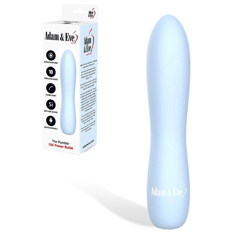 Adam & Eve Bullet – Extra Strong, USB Rechargeable – Light Blue