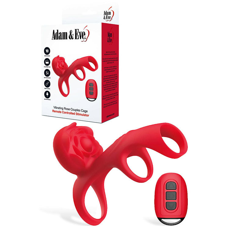 Adam & Eve Cock Ring – Rechargeable, Wireless Remote – Red