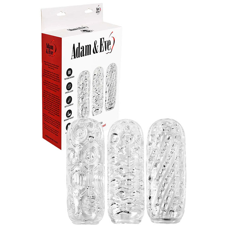 Adam's Crystal Trio - Clear Strokers for Men - 3 Pack