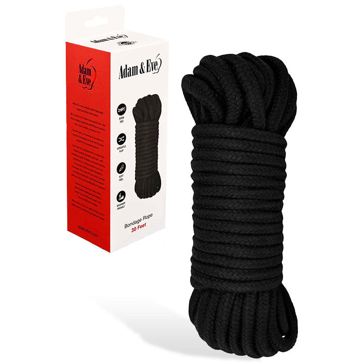 Adam & Eve Premium Bondage Rope – 9 Metre (30 Feet) - Safe and Durable Black Restraint Rope for Enhanced Pleasure