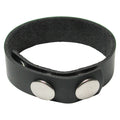 KinkLab Adjustable Black Leather Cock Ring - 3 Snap Design for Enhanced Comfort and Support