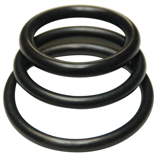 KinkLab Body-Safe Rubber Cock Rings - Black - Set of 3 Sizes for Enhanced Pleasure and Support