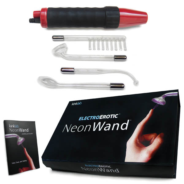 KinkLab Neon Wand Electrosex Kit – Purple E-Stim Set for Intense Sensations (5 Pieces, Body-Safe)