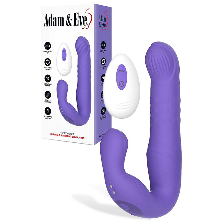 Adam & Eve P-SPOT MILKER - Purple USB Rechargeable Prostate Massager with Curling & Pulsating Features