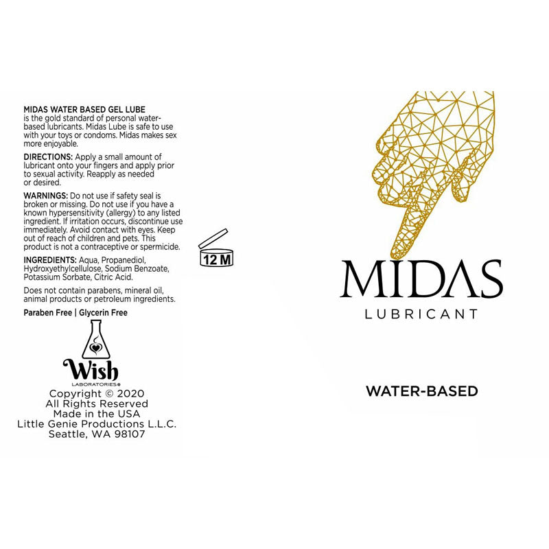 Midas Water-Based Gel Lubricant – 118 ml Tube for Enhanced Comfort and Pleasure