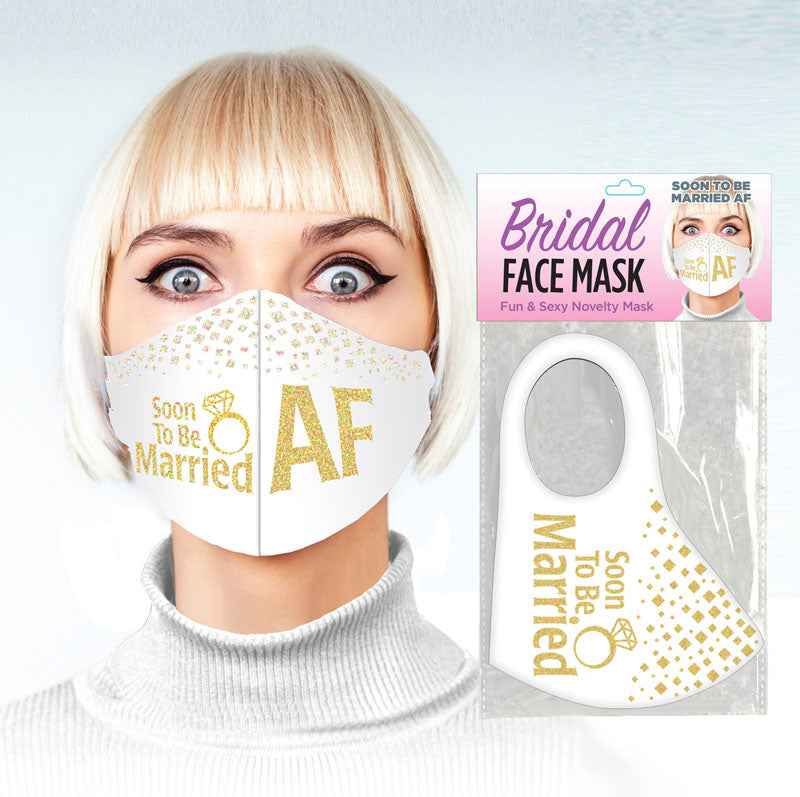 Bridal Face Mask - Soon to Be Married AF - White Novelty Wedding Accessory