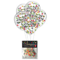 Happy Birthday Confetti Balloons - Set of 5 Eco-Friendly Party Balloons for Celebrations