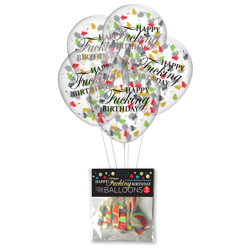 Happy Birthday Confetti Balloons - Set of 5 Eco-Friendly Party Balloons for Celebrations
