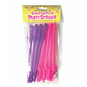 Super Fun penis party straws pink & purple