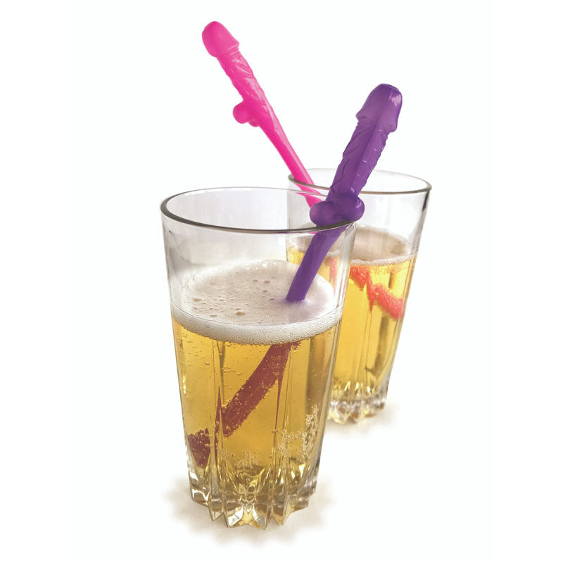 Super Fun Gender-Neutral Party Straws – Pink & Purple Dicky Straws Set of 8 (Eco-Friendly, Reusable)