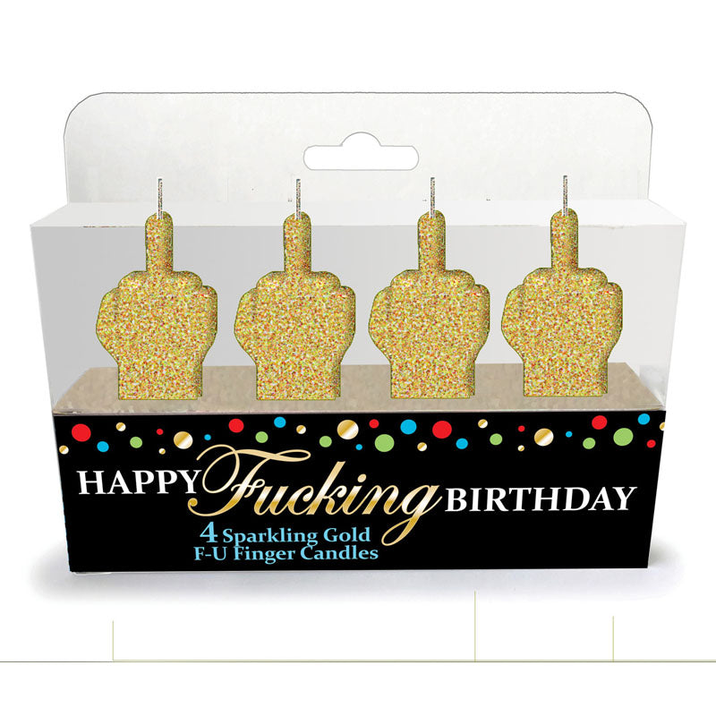Happy Birthday Celebration FU Candle Set – Fun Novelty Party Candles – Pack of 4