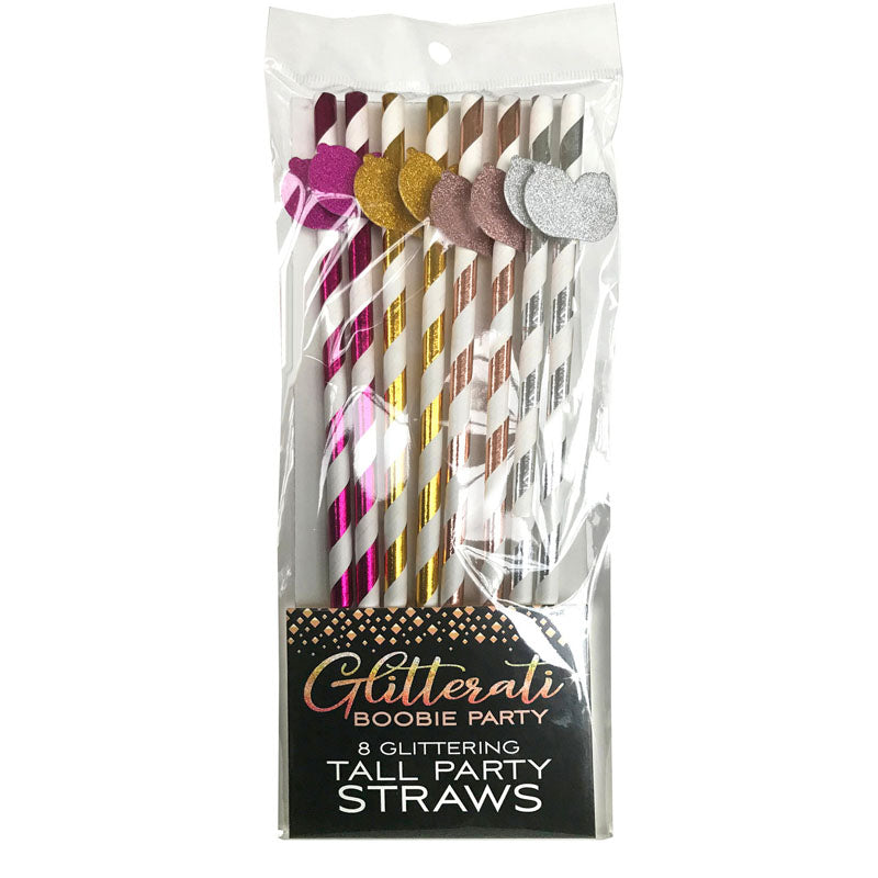 Glitterati - Eco-Friendly Tall Party Straws for Celebrations - Set of 8 (Reusable, Fun Design)