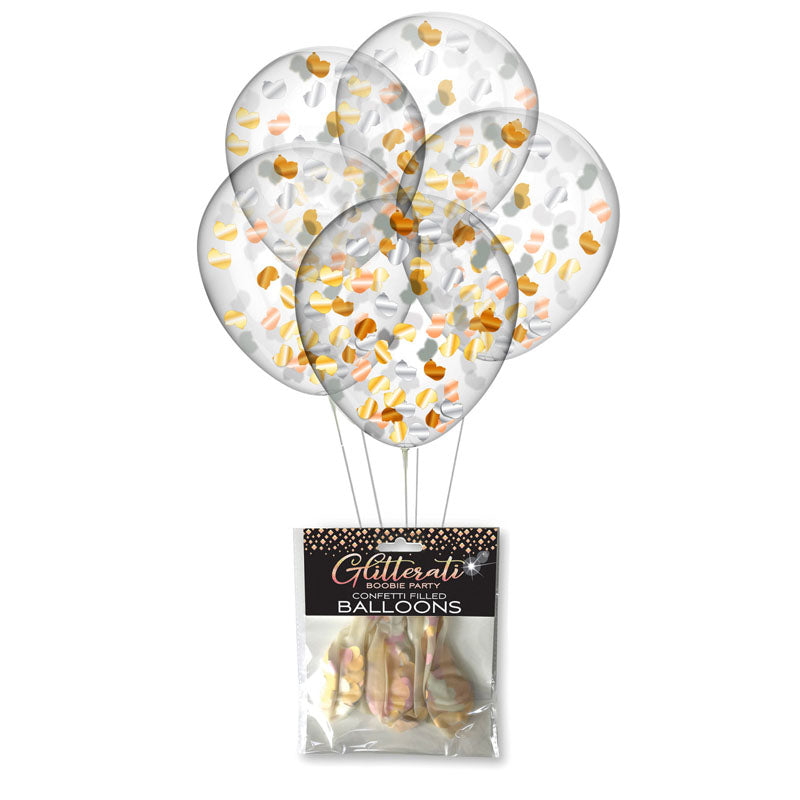 Glitterati - Gender-Neutral Boobie Confetti Balloons - Set of 5 (Eco-Friendly, Celebration Decor)