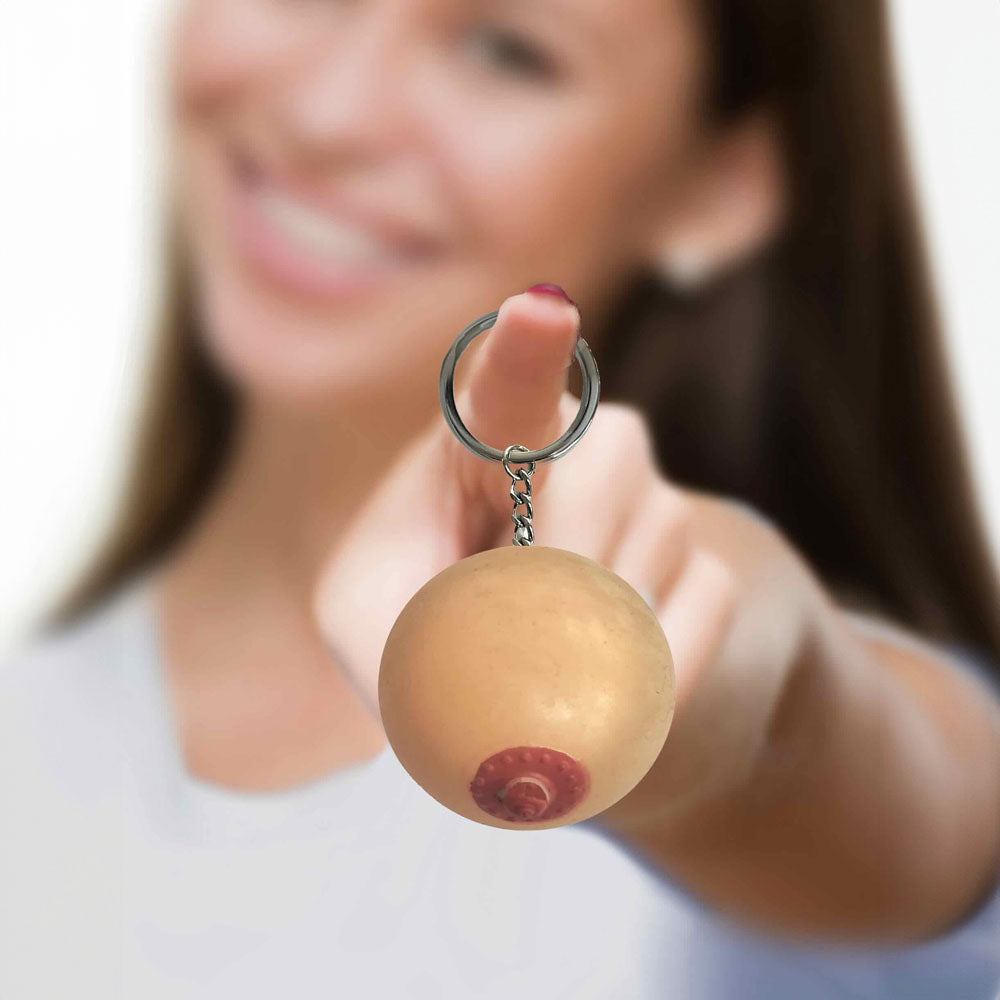 Super Fun Squishy Boob Keychain – Novelty Stress Relief Accessory (Gender-Neutral, Soft and Flexible)