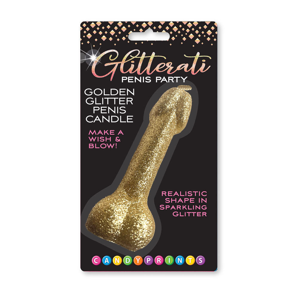 Glitterati Gold Glitter Penis Candle - 10 cm Party-Ready Gold Candle for Fun Celebrations