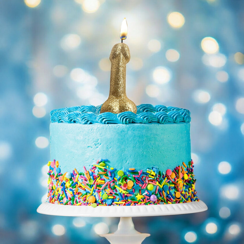 Glitterati Gold Glitter Penis Candle - 10 cm Party-Ready Gold Candle for Fun Celebrations