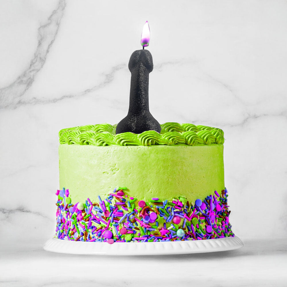 Glitterati Black Glitter Penis Candle - 10 cm Party Candle for Celebrations