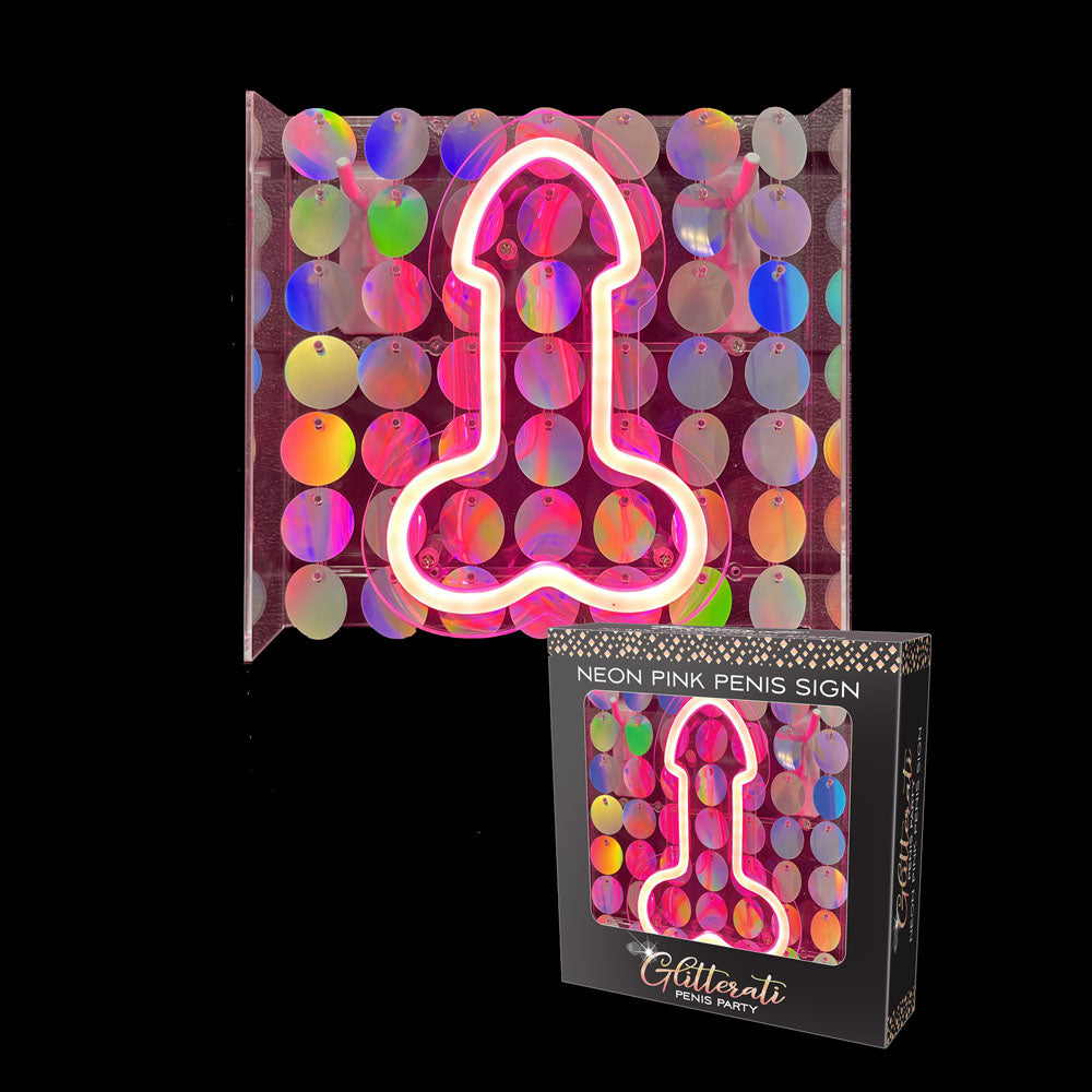 Glitterati Neon Pink Penis Sign - Fun Neon Wall Light for Home Decor