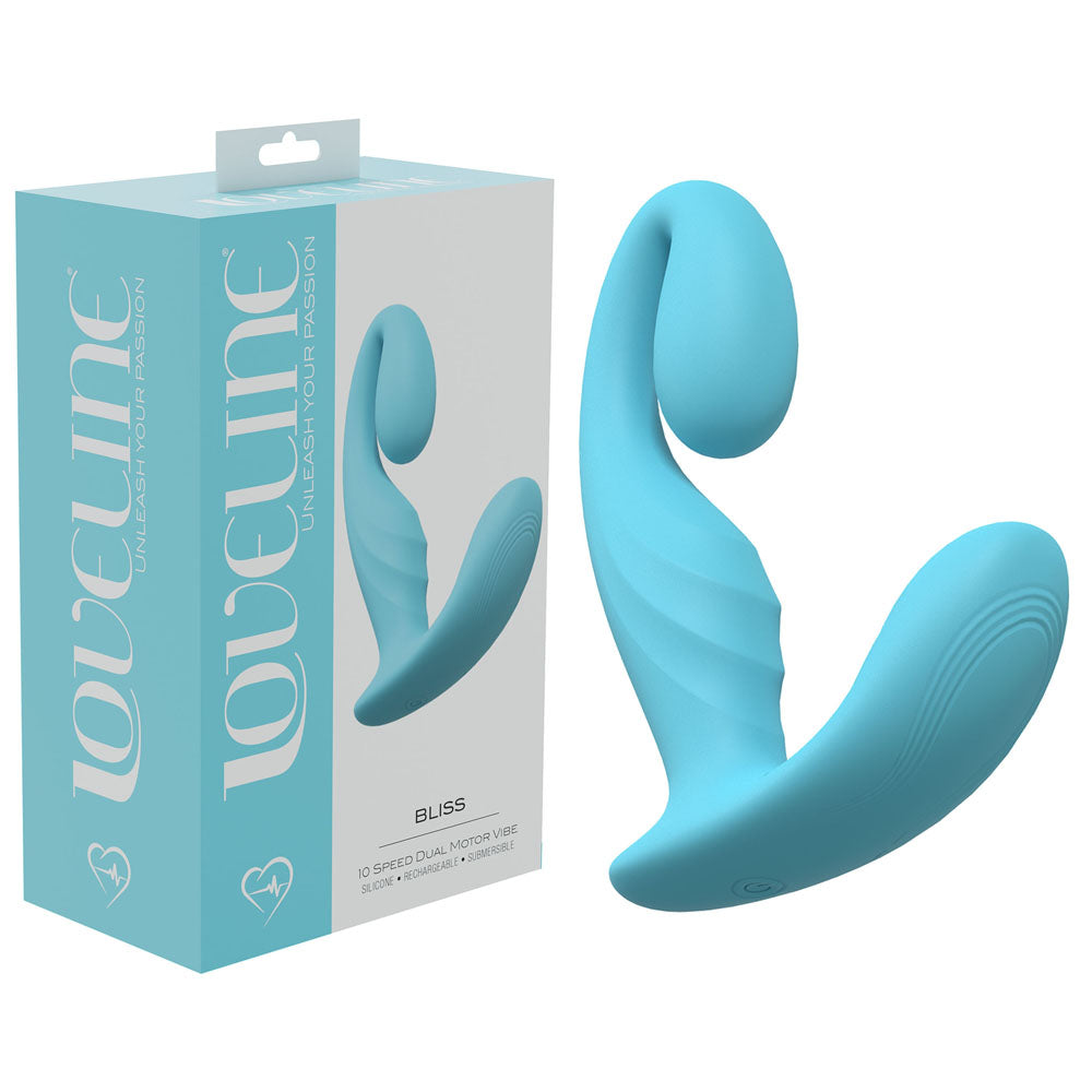 LOVELINE Bliss - 11.5 cm USB Rechargeable Body-Safe Silicone Vibrator in Blue